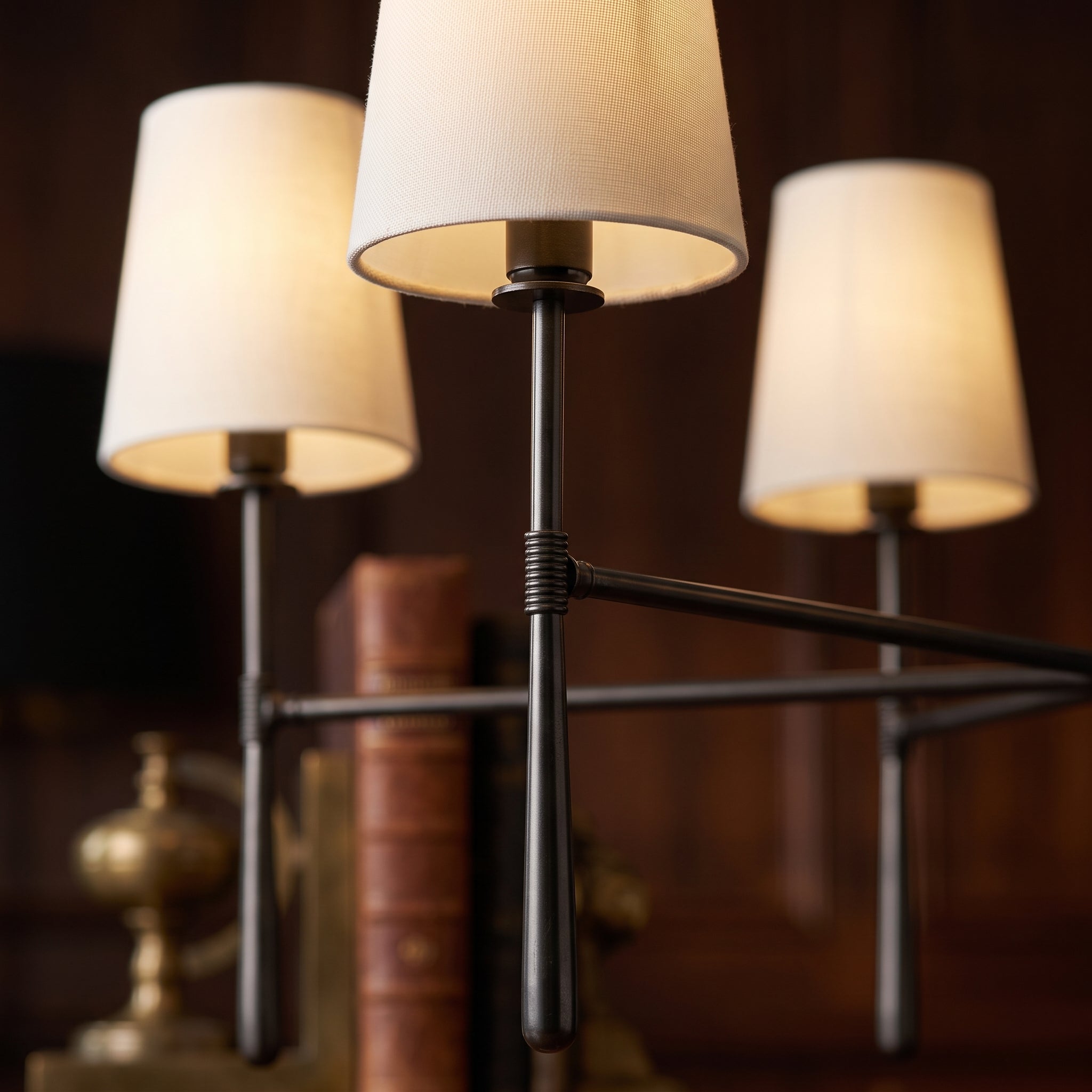 Fabric pendant light with pleated drum shade