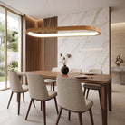 Oval wooden pendant light fixture
