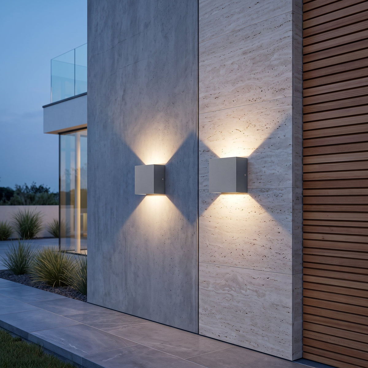 Outdoor wall light with slim vertical housing - gray outdoor