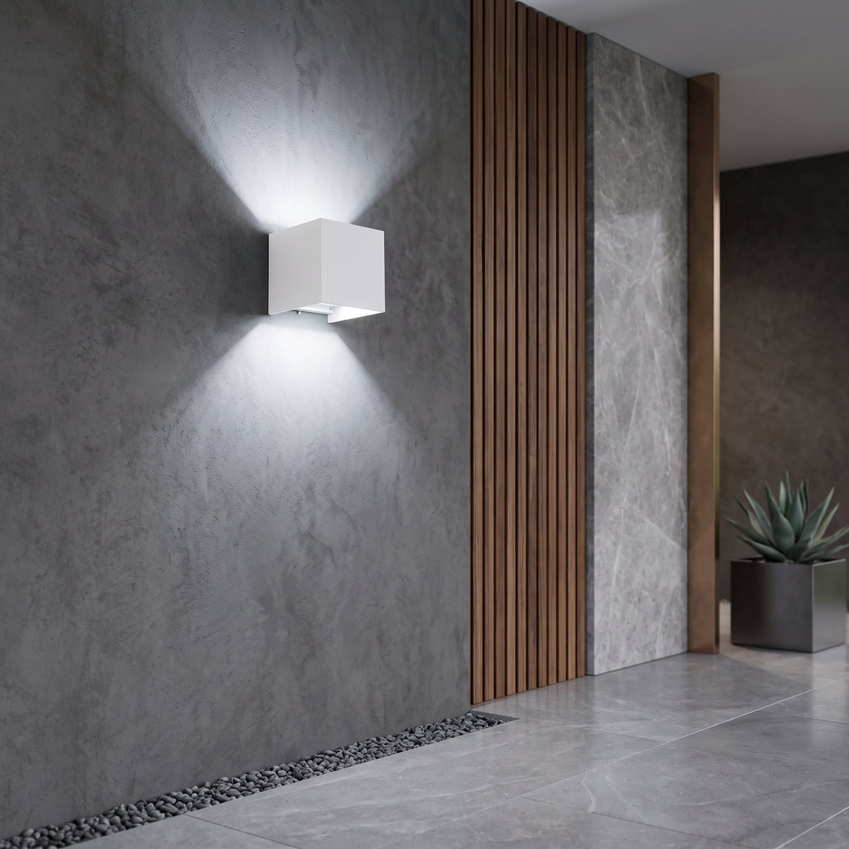 Outdoor wall light with slim vertical housing - white outdoor