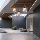 Glass pendant light with ripple texture - clear