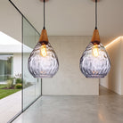 Glass pendant light with ripple texture - clear