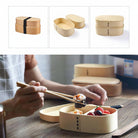 Lunch Box with Two Tiers Wooden Accessories