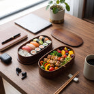 Lunch Box with Two Tiers Wooden Accessories