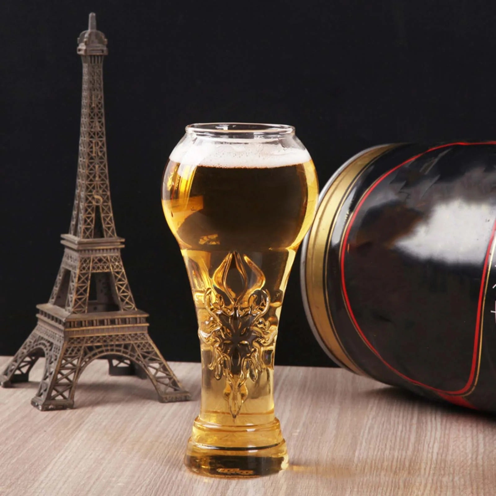 Beer Glass Mug with Football Trophy Design