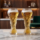 Beer Glass Mug with Football Trophy Design