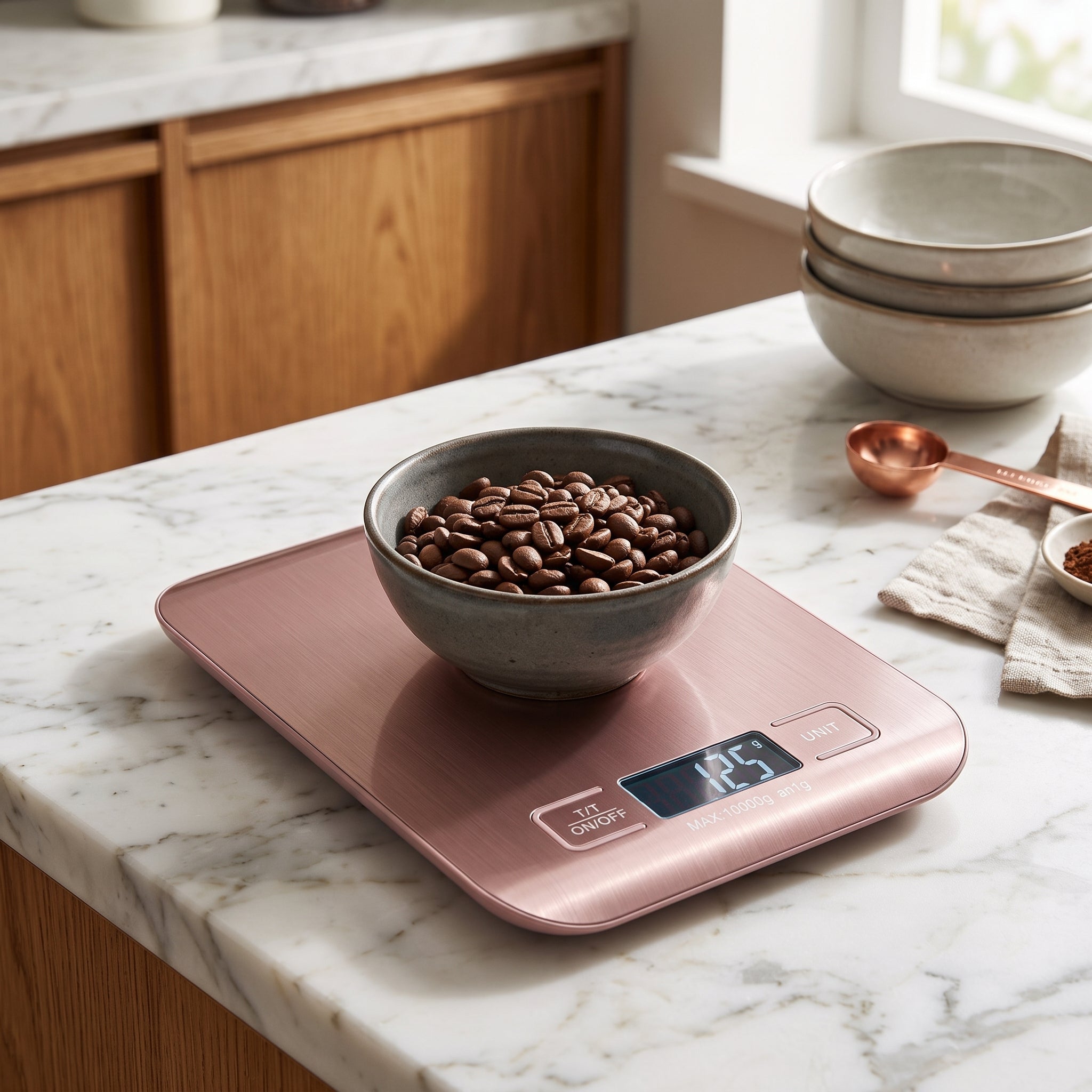 Kitchen Food Scale Digital Rechargeable USB - pink 5kg-battery