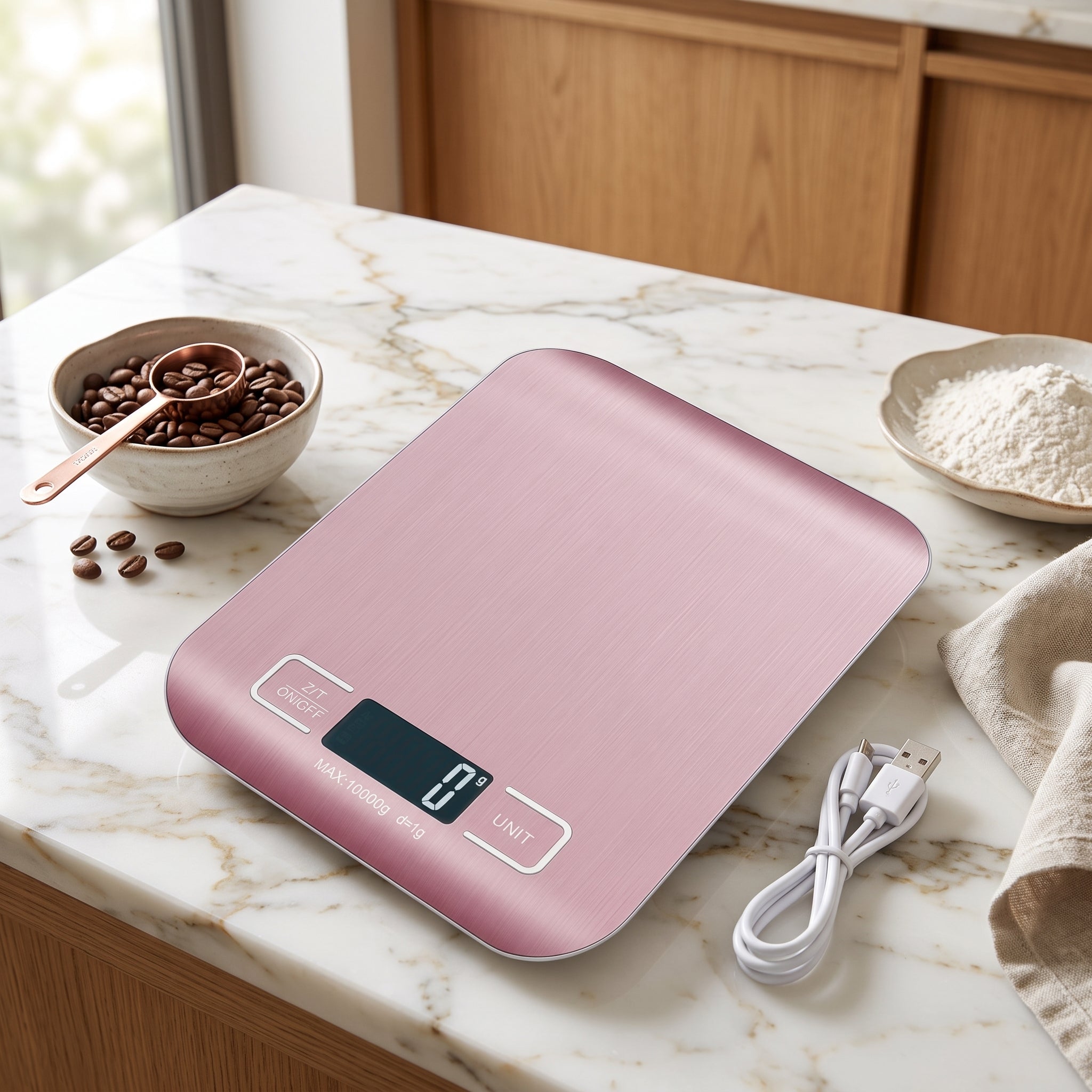Kitchen Food Scale Digital Rechargeable USB - pink 5kg-usb charging