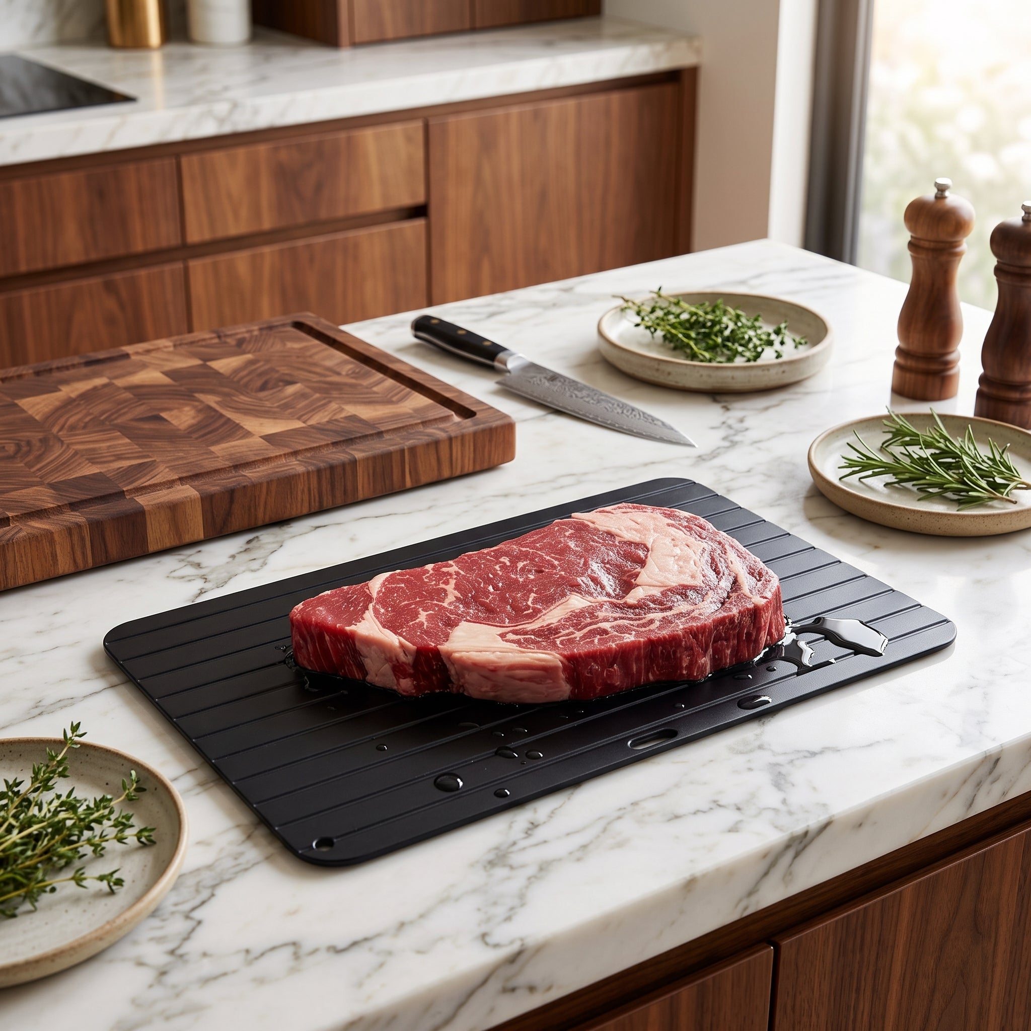 Aluminium defrosting tray for kitchen thawing food