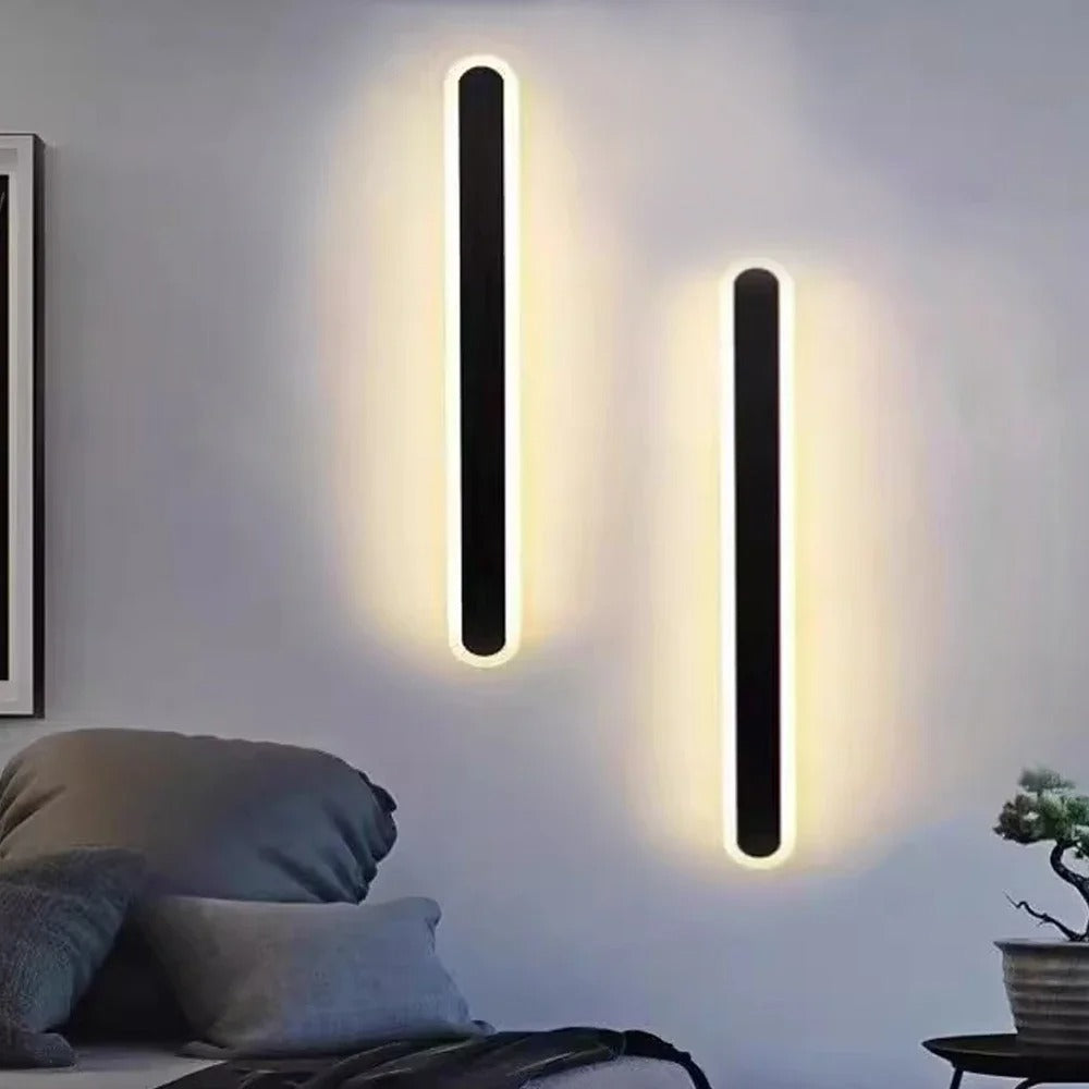LED linear wall light fixture with slim strip