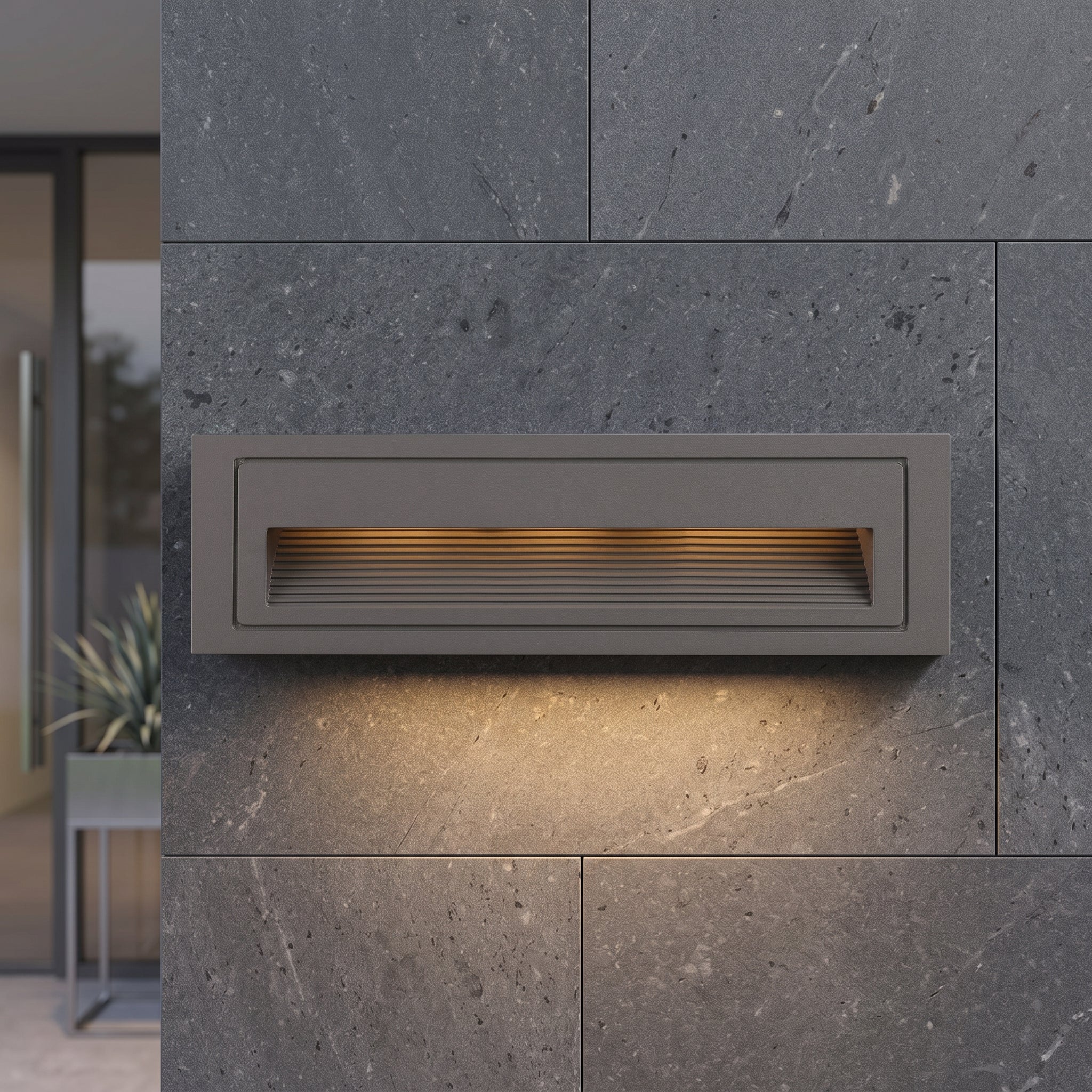 LED recessed step wall light fitting - gray