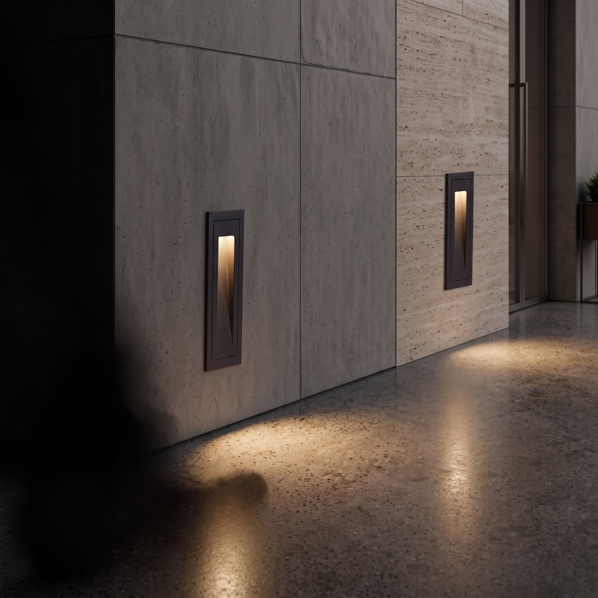 LED recessed step wall light fitting - gray