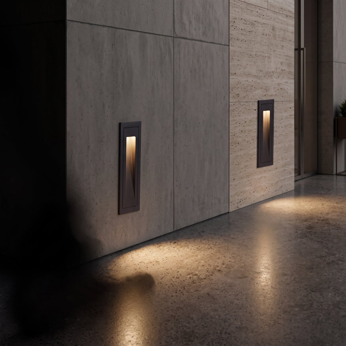 LED recessed step wall light fitting - gray