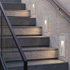 LED recessed step wall light fitting - white