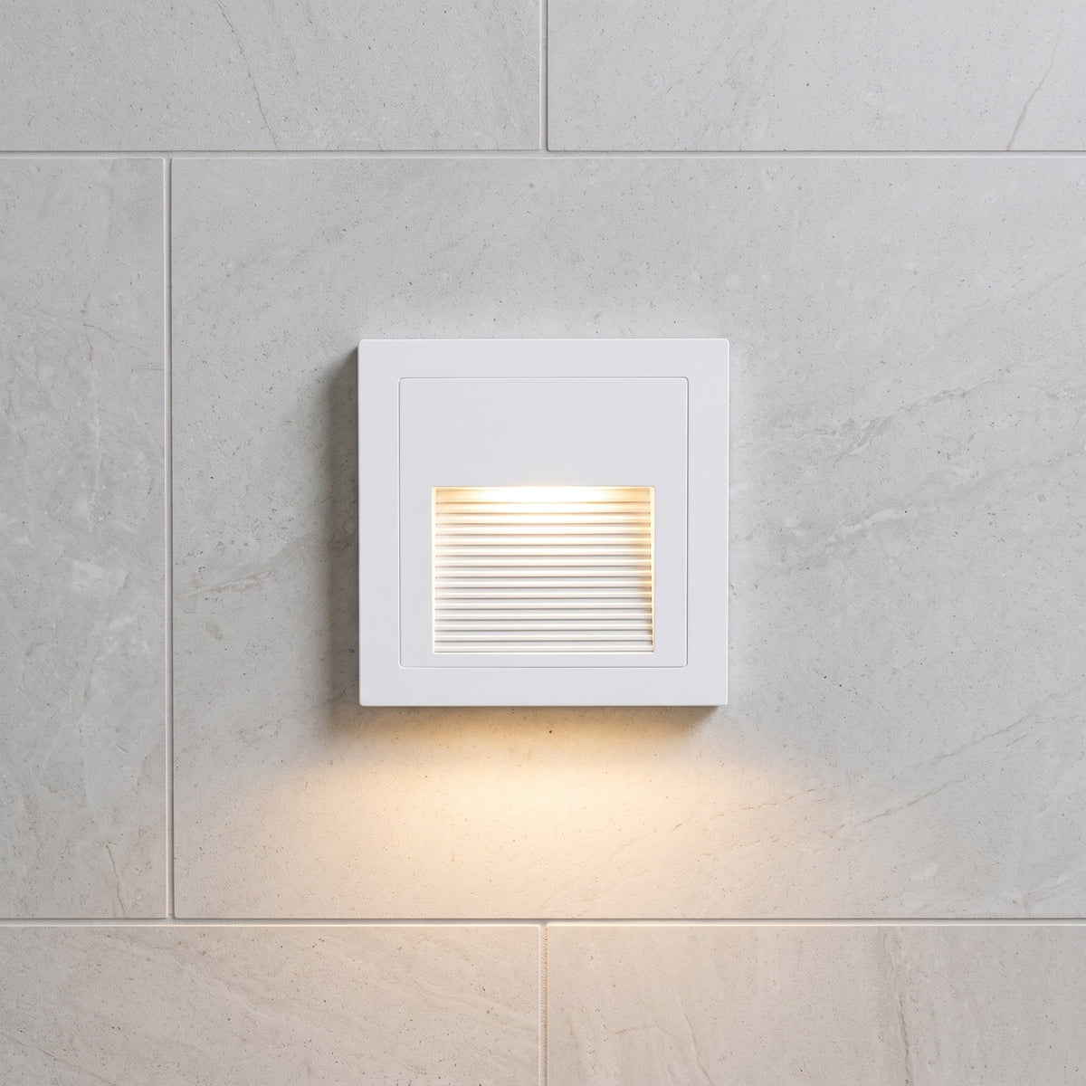 LED recessed step wall light fitting - white