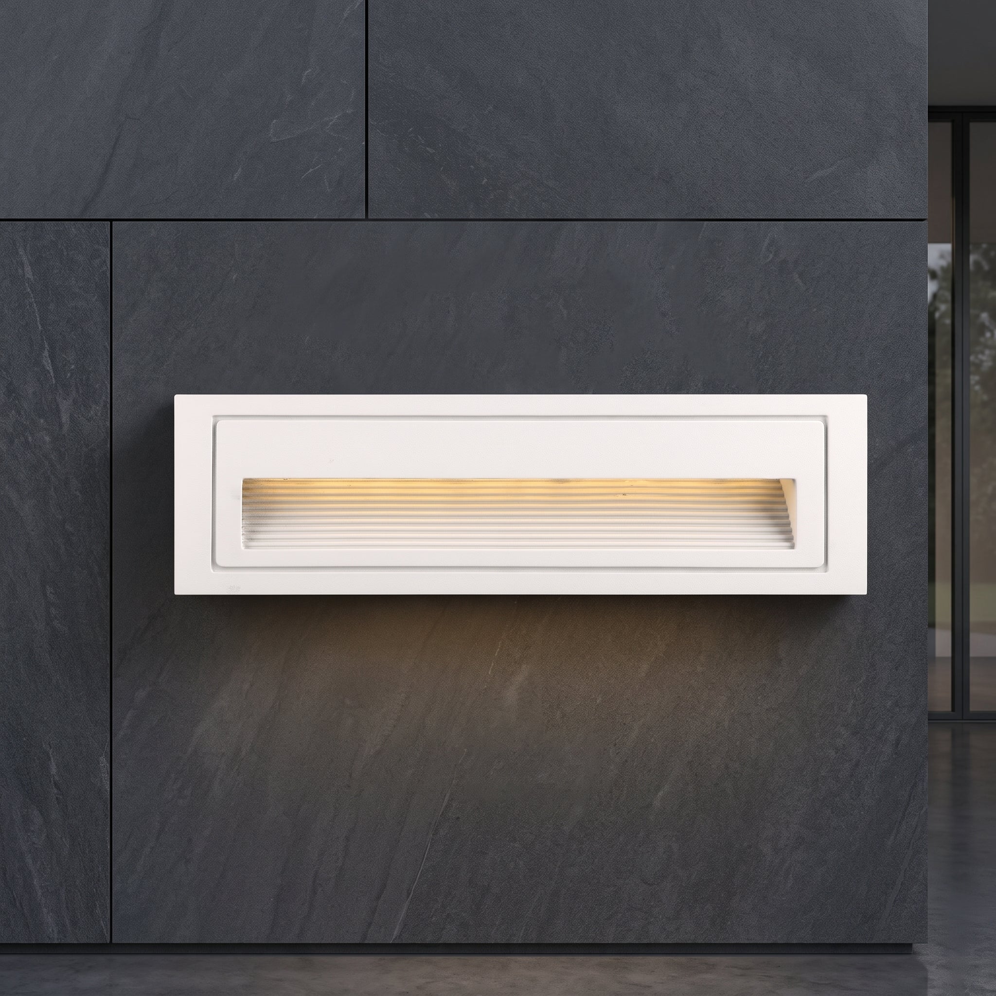 LED recessed step wall light fitting - white