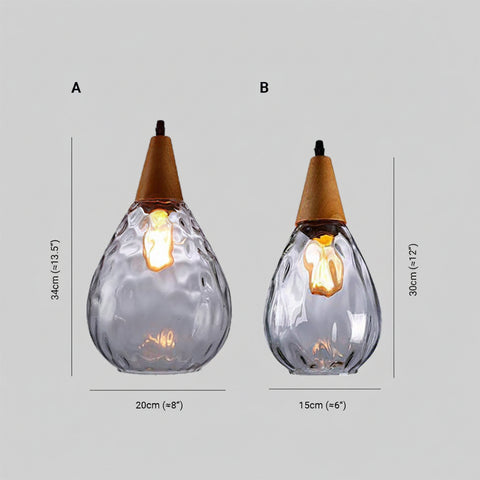 Glass pendant light with ripple texture
