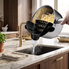 Pot strainer with adjustable clip on stainless steel - black