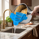 Pot strainer with adjustable clip on stainless steel - blue