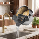Pot strainer with adjustable clip on stainless steel - gray