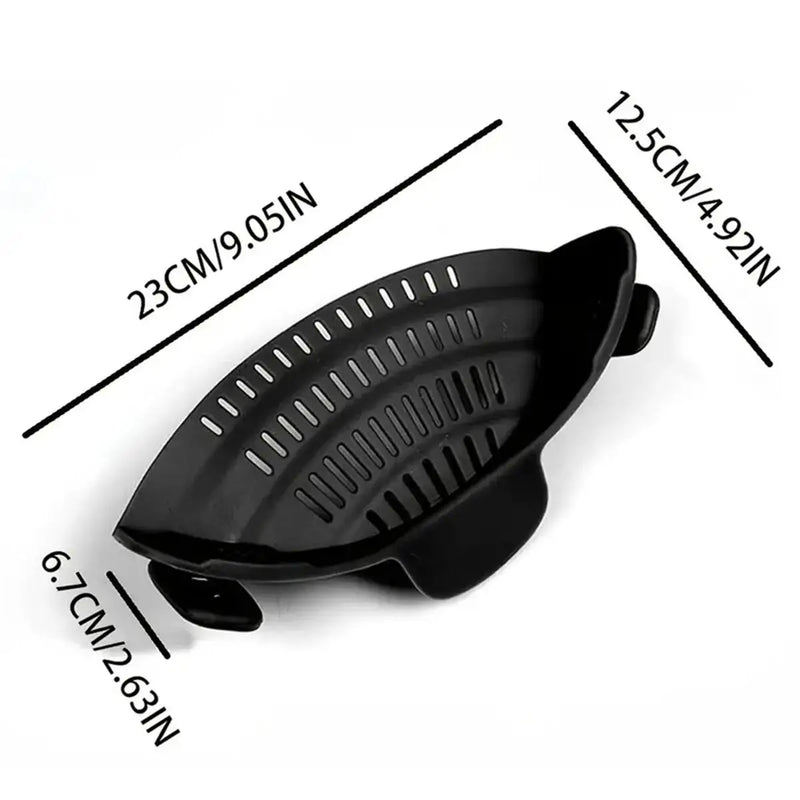 Pot strainer with adjustable clip on stainless steel