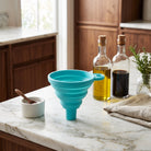 Kitchen funnel in collapsible silicone design - blue