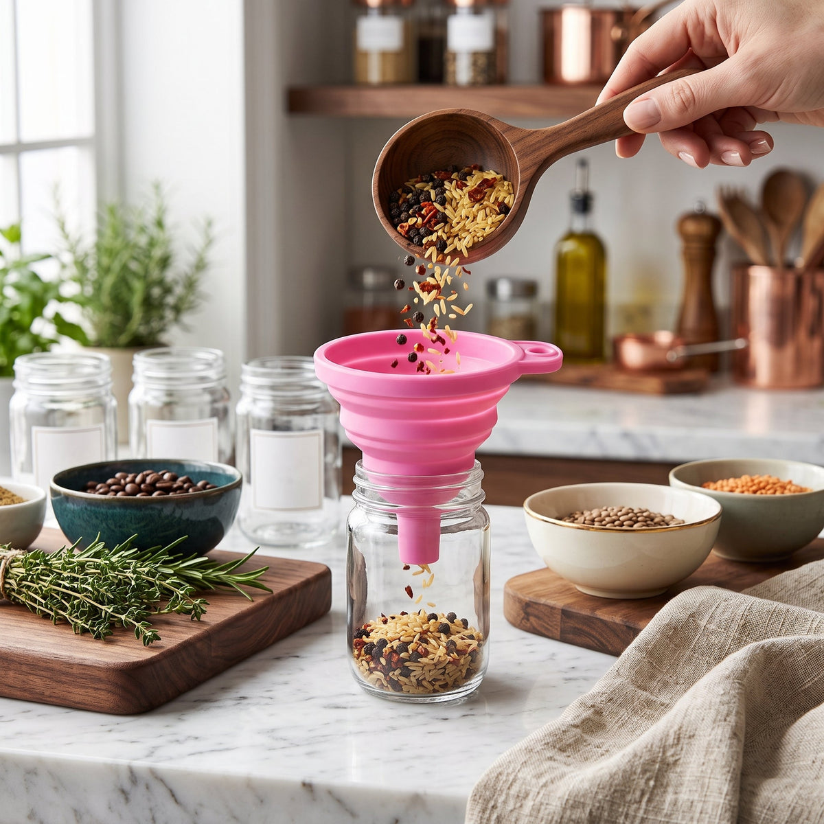 Kitchen funnel in collapsible silicone design