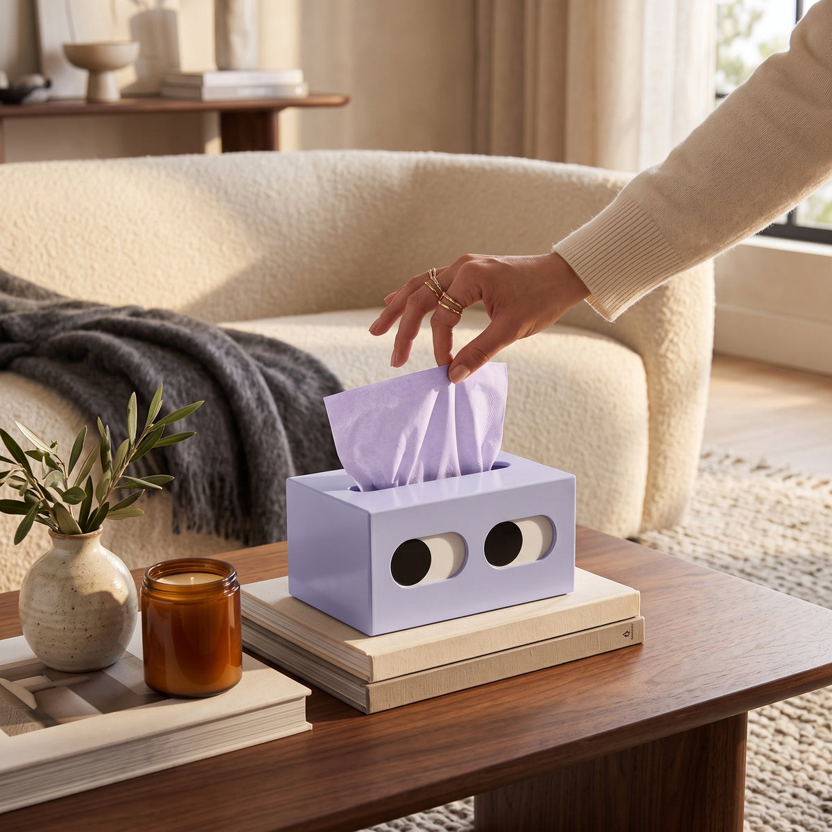 Freestanding tissue box holder case with minimalist design