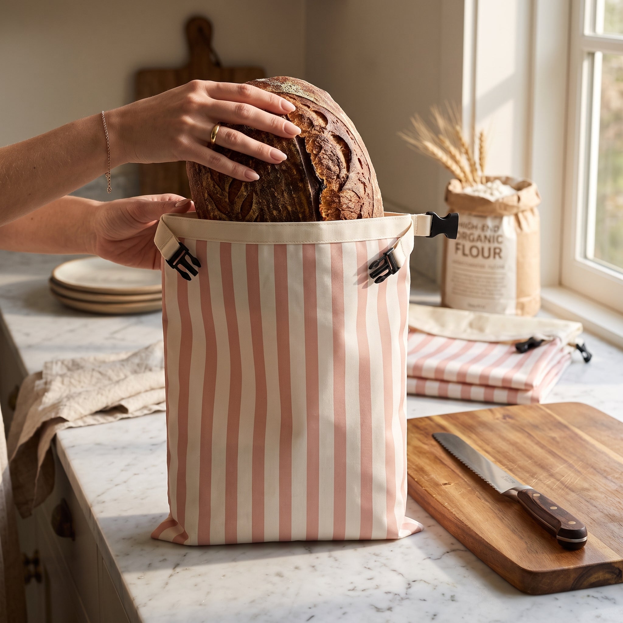 Bread storage bag with beeswax coating