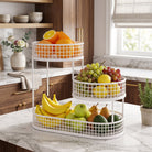 Multi tier stainless steel fruit storage basket - white