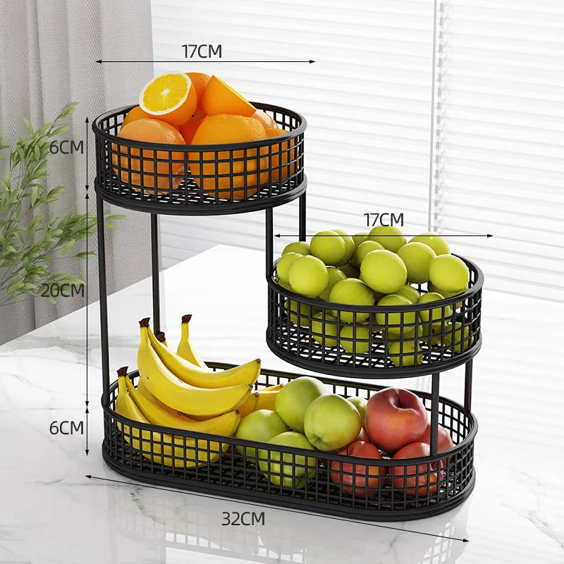 Multi tier stainless steel fruit storage basket