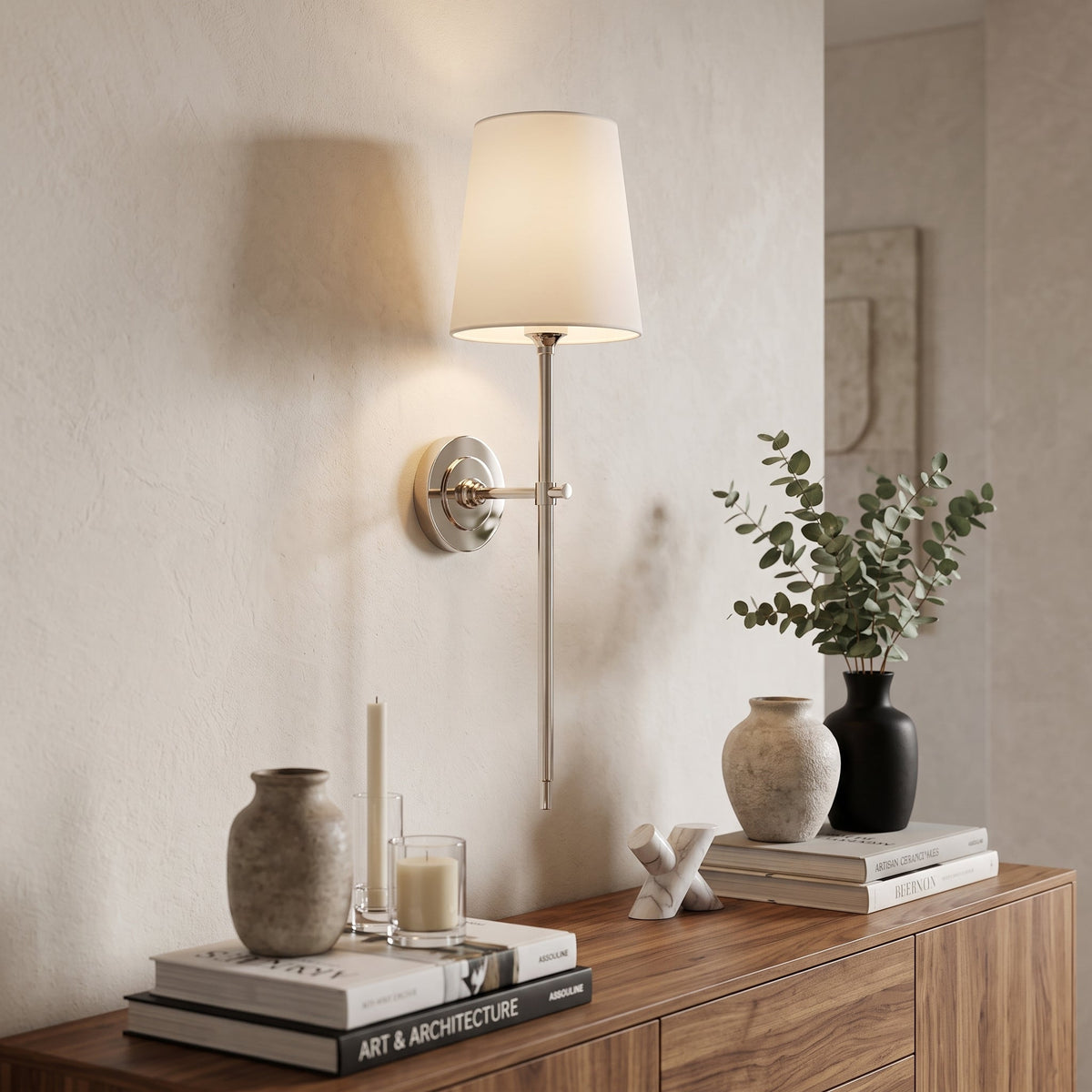Wall light fixture with farmhouse styling