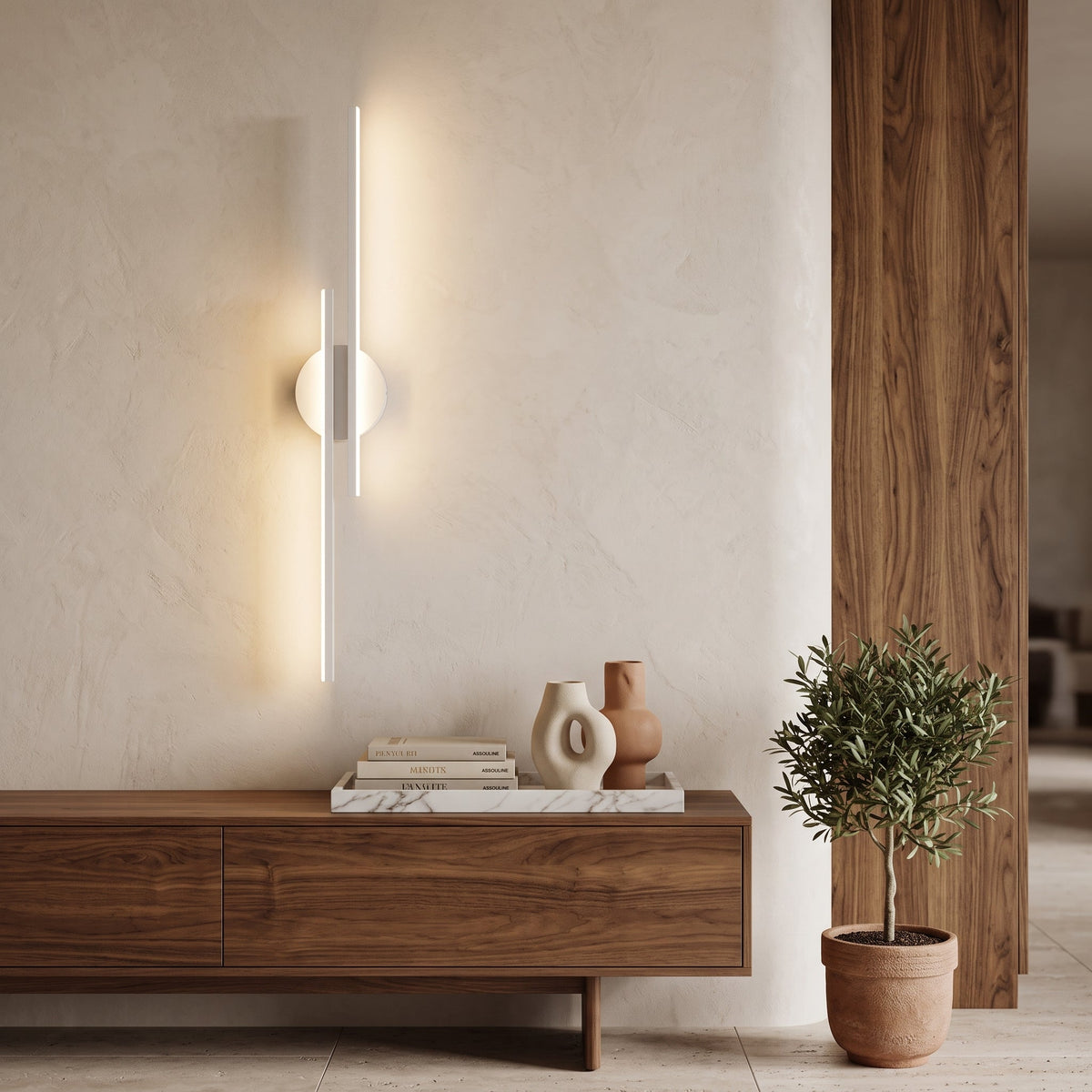 Double head LED wall light fixture - white
