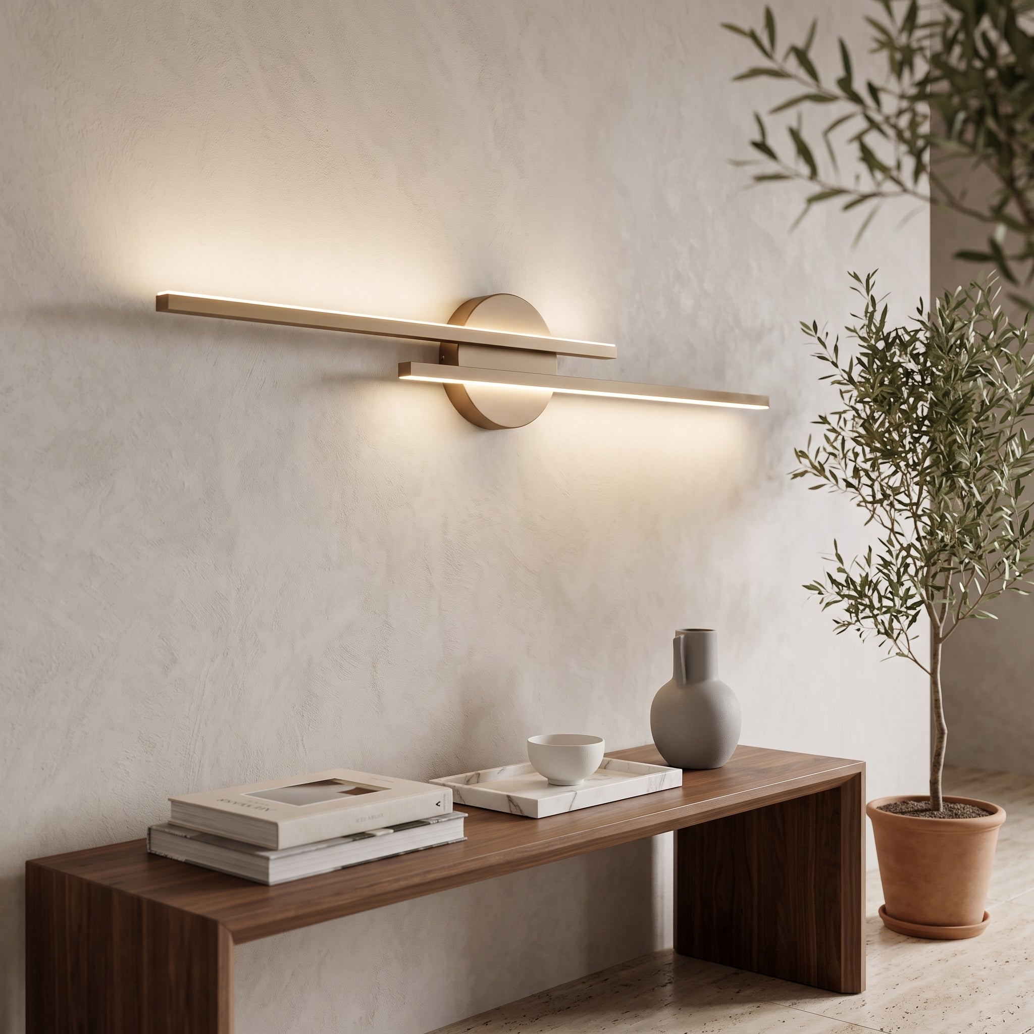 Double head LED wall light fixture - white
