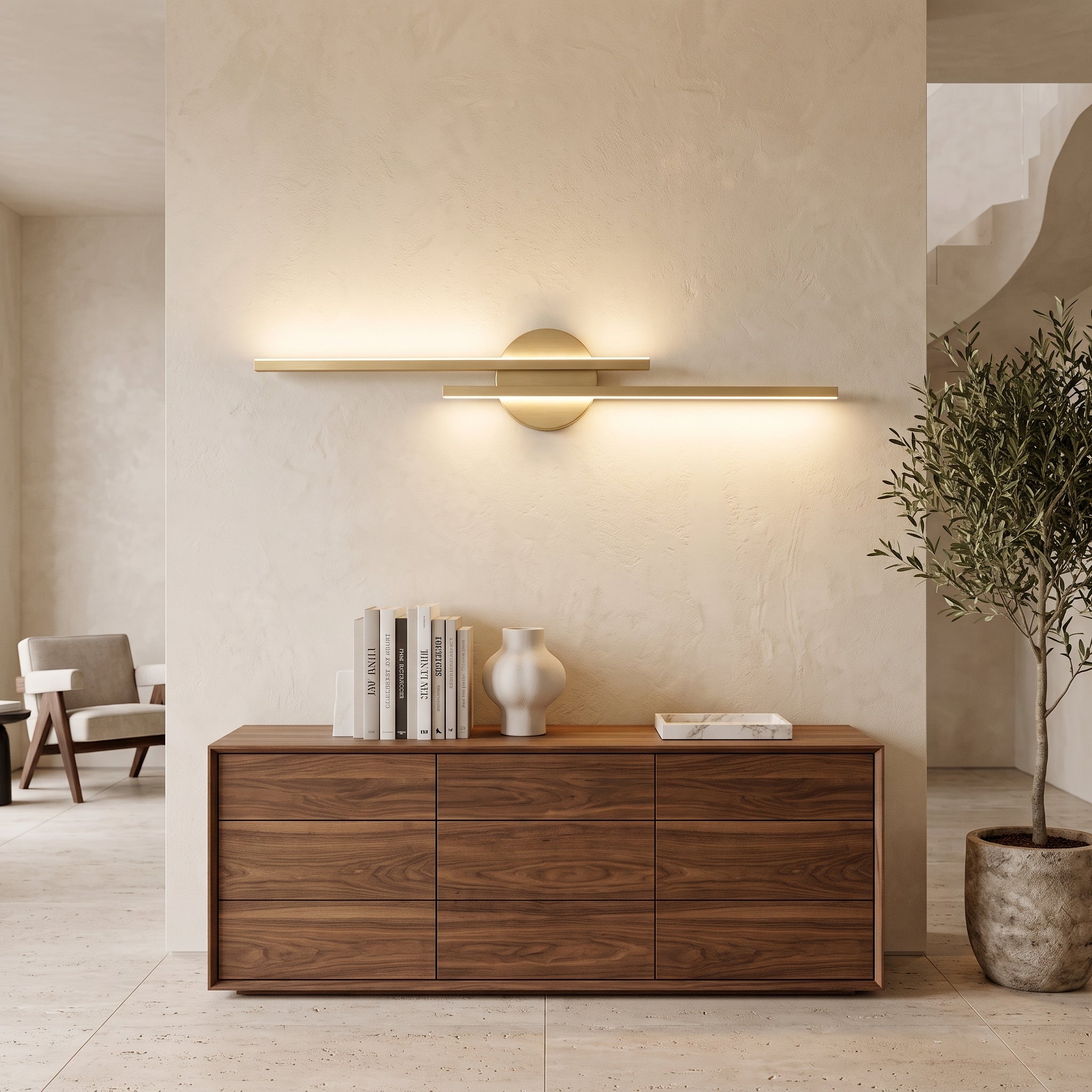 Double head LED wall light fixture - white