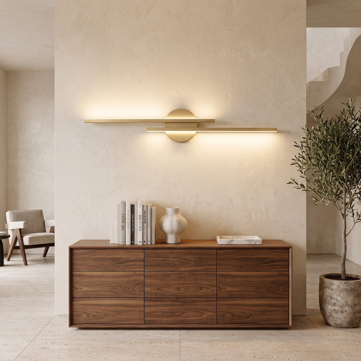Double head LED wall light fixture - white