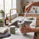 Long handle bottle cleaning brush with hook