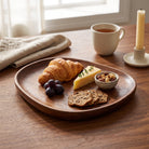 Wooden serving tray with irregular decorative shape