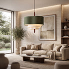 Pendant light with wabi sabi minimalist design - green & white