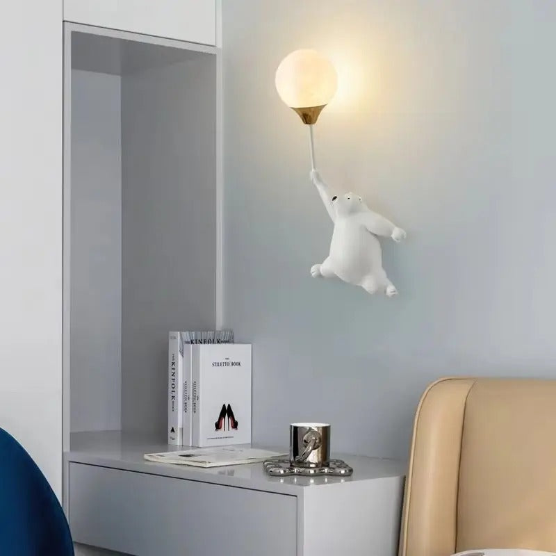 Wall light shaped like polar bear for kids' rooms
