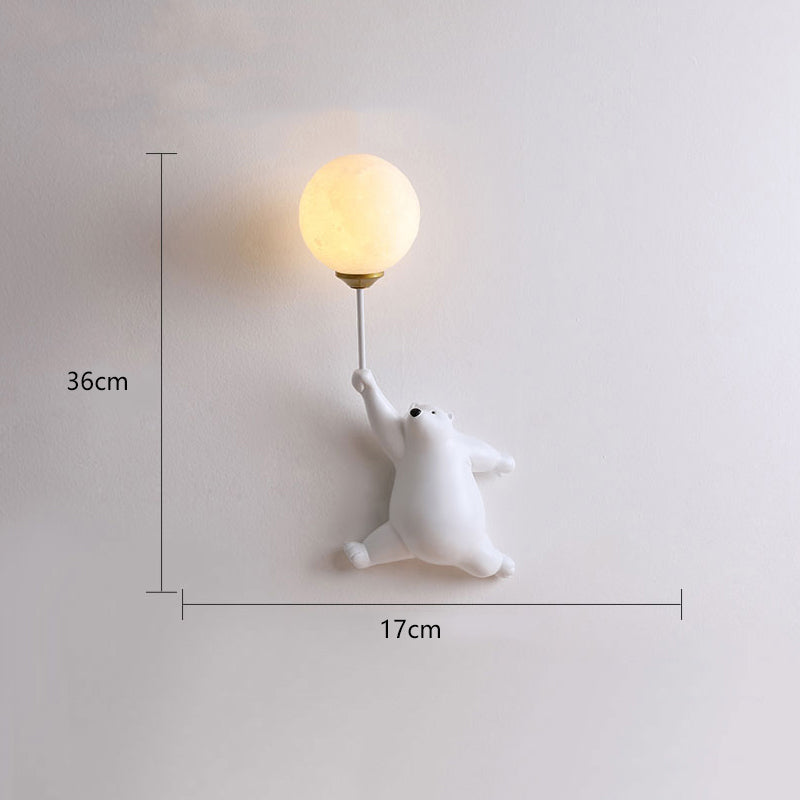 Wall light shaped like polar bear for kids' rooms
