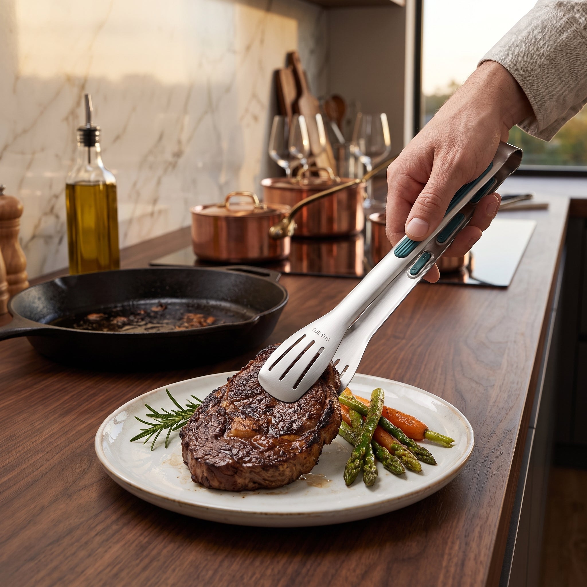 Non Slip Stainless Steel Kitchen Serving Tongs
