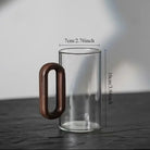 Drinking Glass Cup With Walnut Wooden Handle