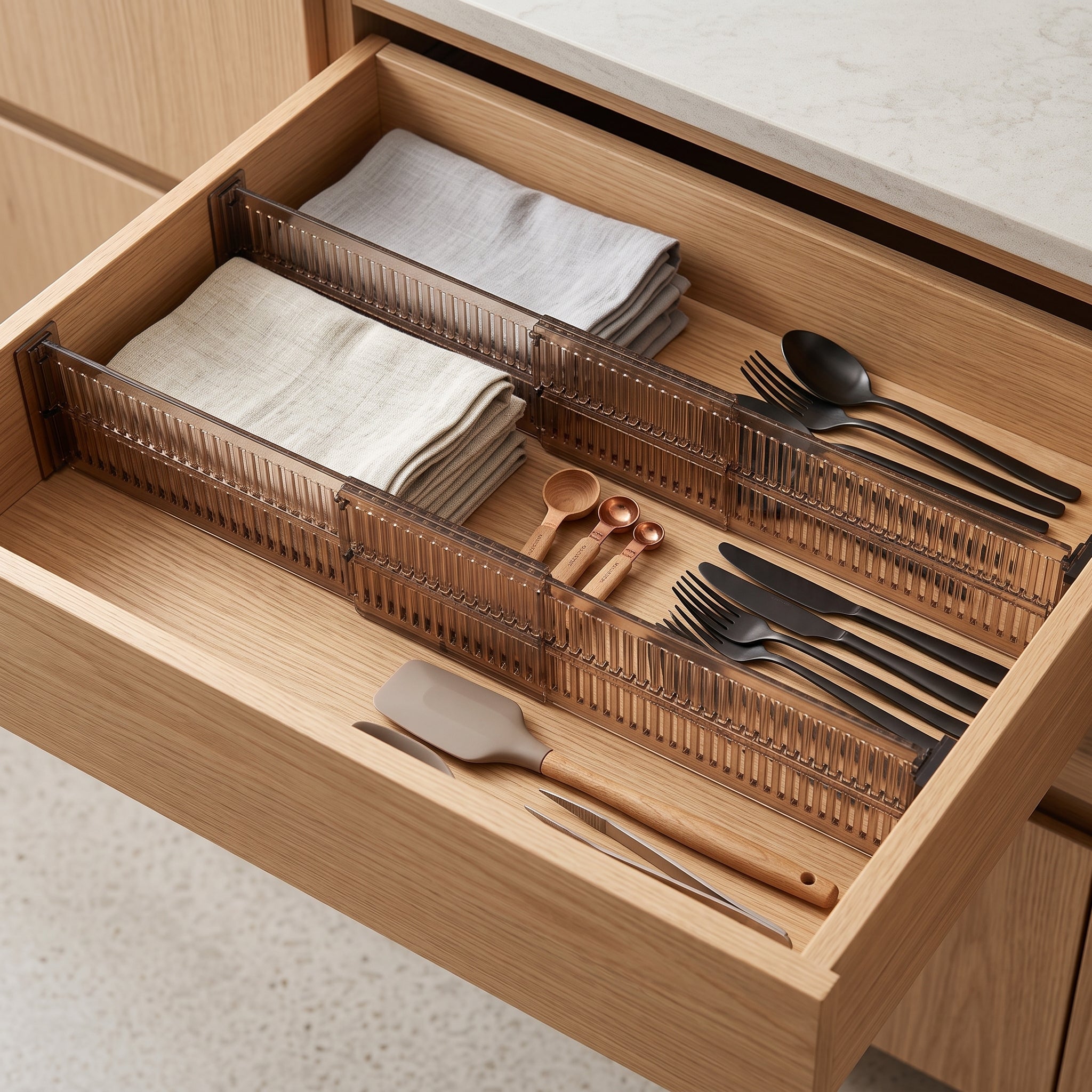 Adjustable Bamboo Drawer Organiser Dividers Set