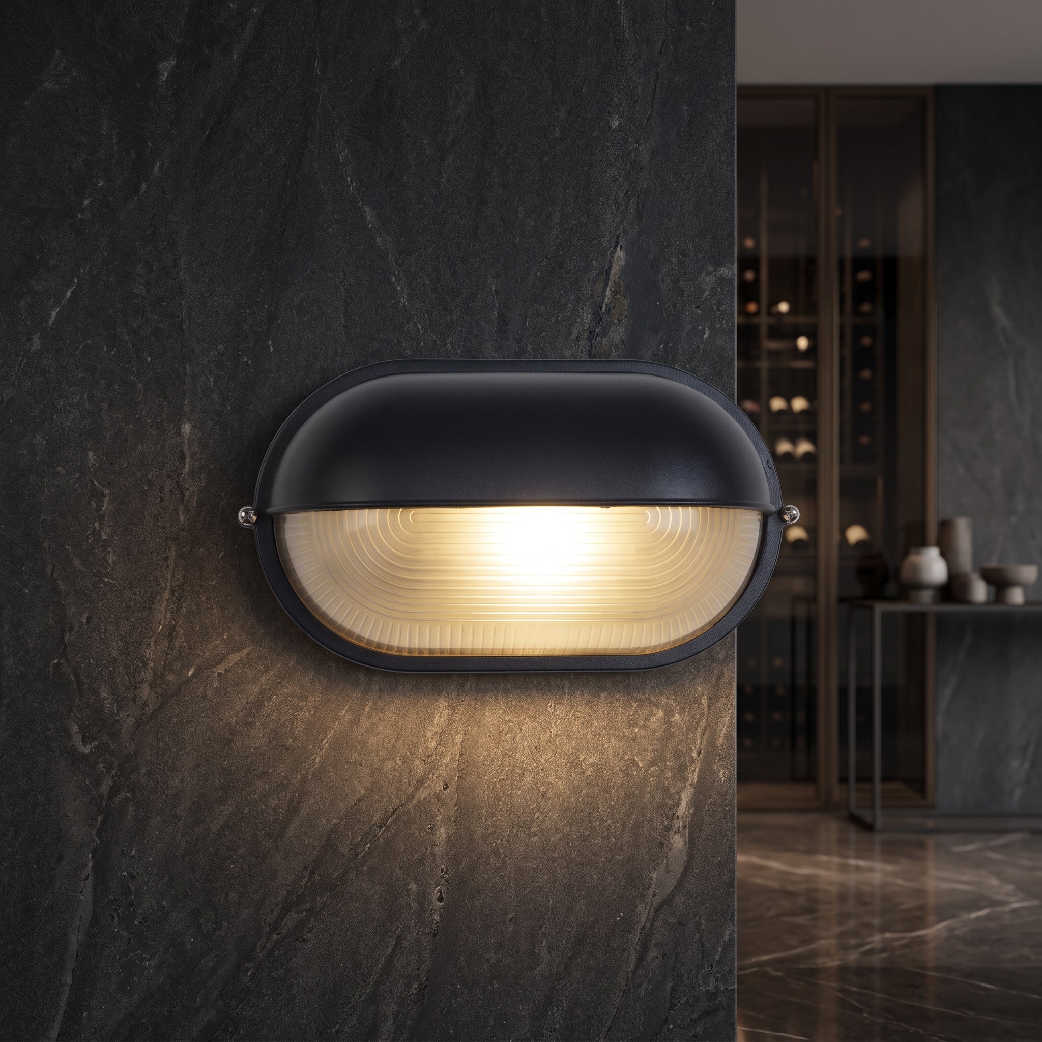 Outdoor wall light with retro lantern design