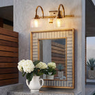 Wall light with glass shade - antique brass