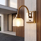 Wall light with glass shade - antique brass