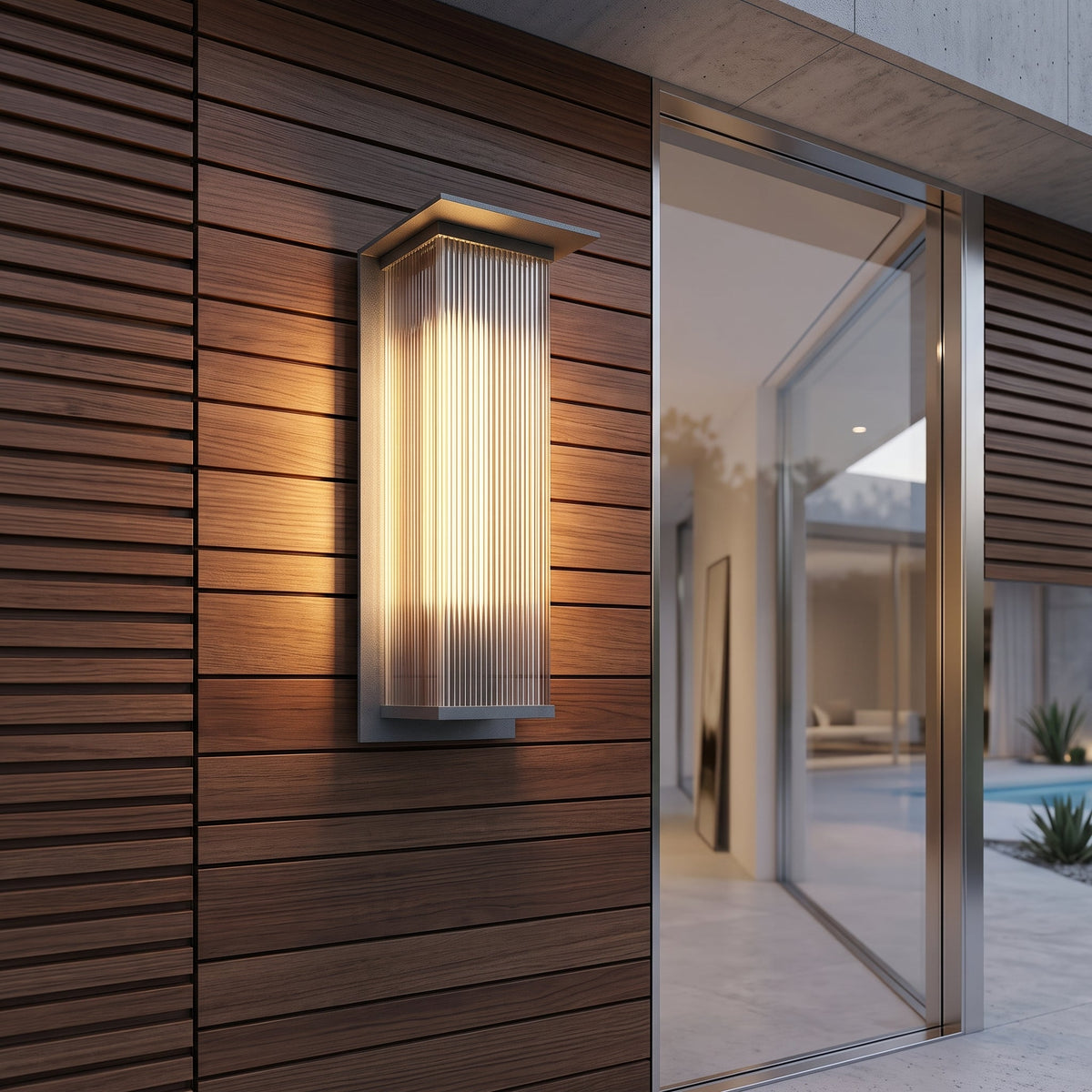 Outdoor wall light with vertical glow design
