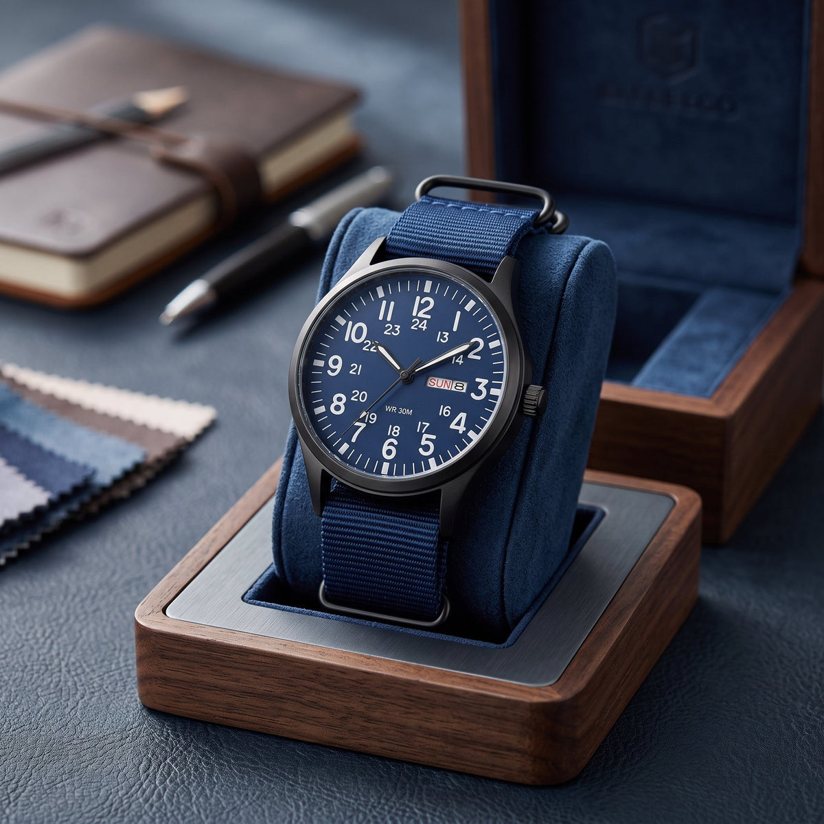 Quartz Field Watch With Nylon Strap - blue
