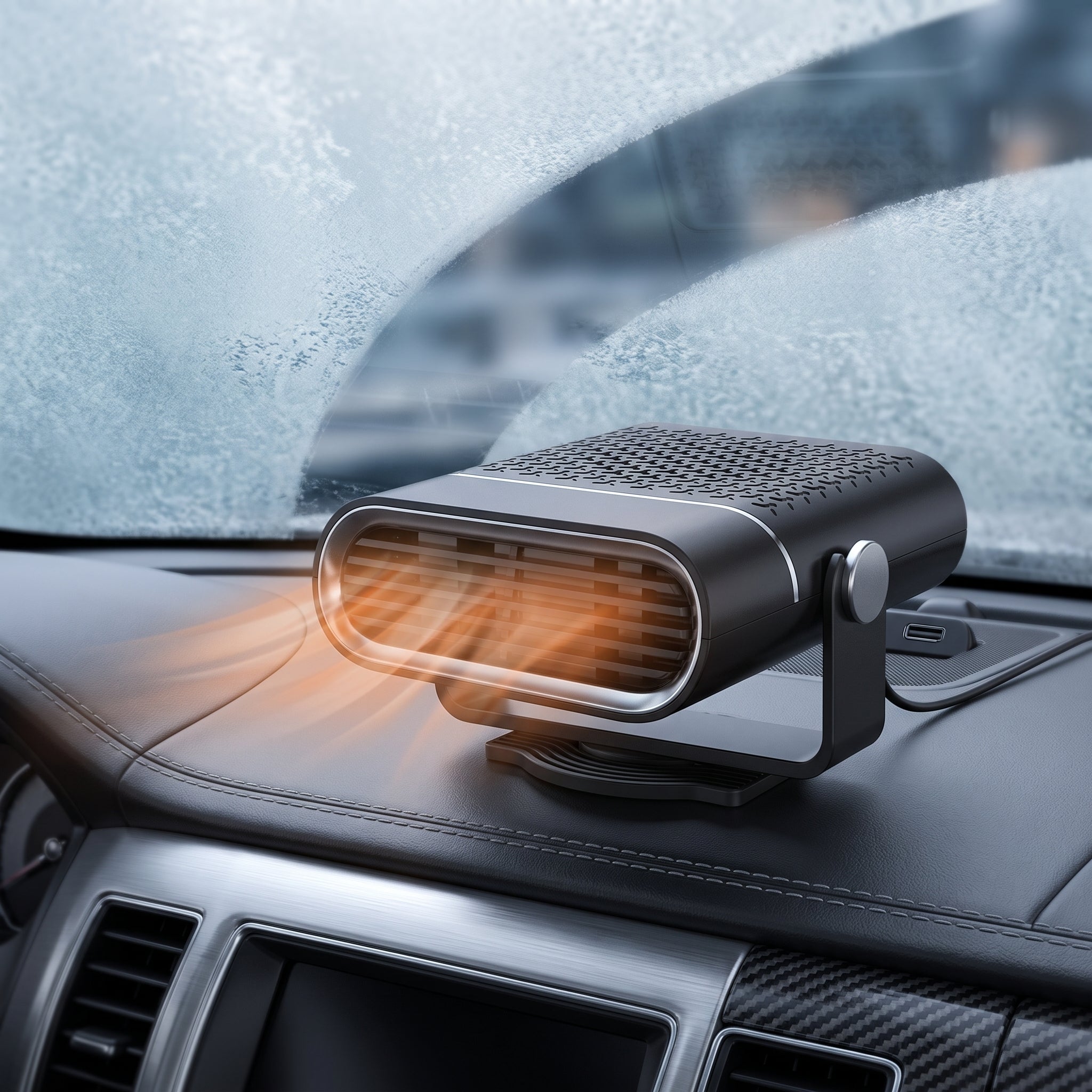 Car Heater Fan With Window Defrost Function - black